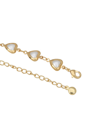Gold Plated Designer Heart Pearl Bracelet
