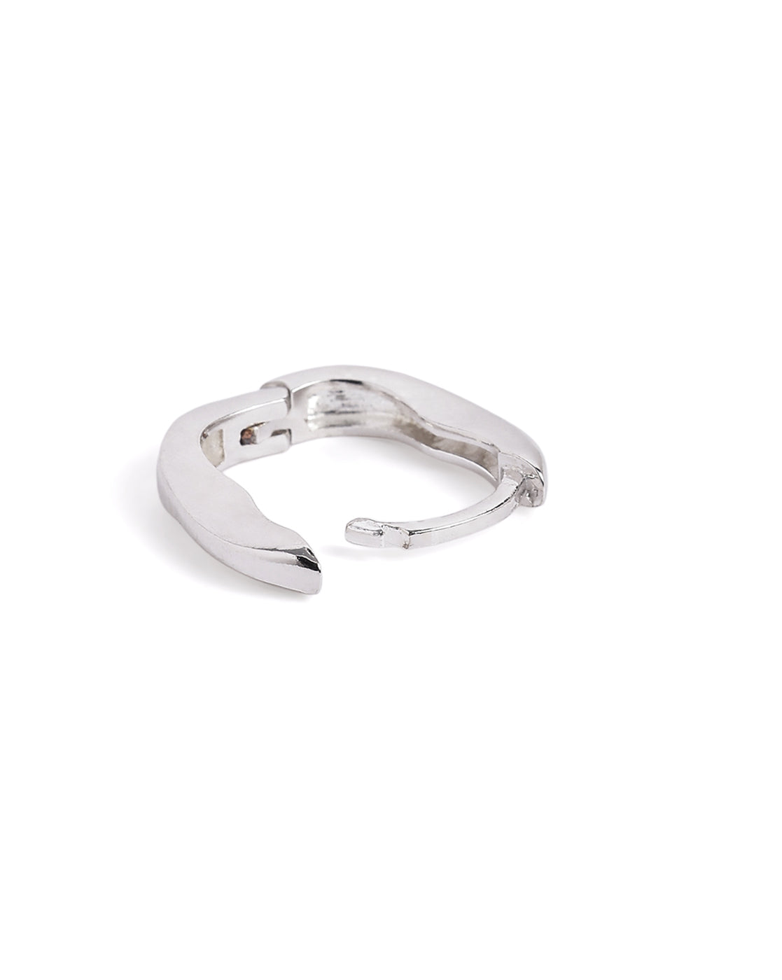 Rhodium Plated Contemporary Half Hoop Earring