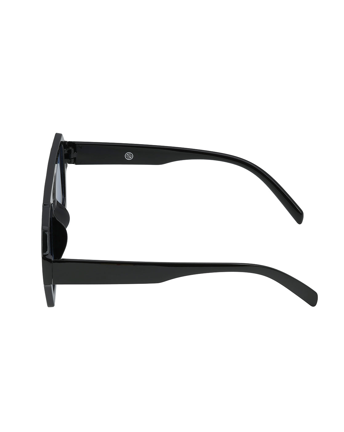 Unisex Black Toned UV Protected Blue Lens Hexagonal Sunglasses