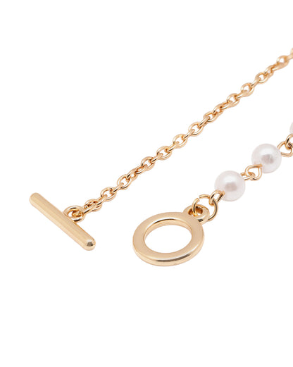 Gold Plated Pearl Chain Toggle Bracelet