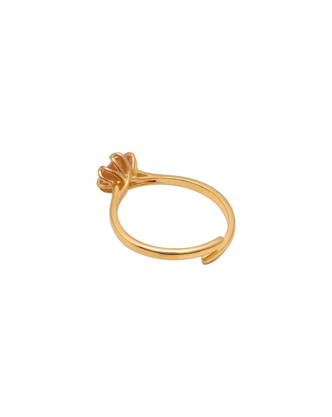 18kt Gold Plated CZ Floral Adjustable Ring