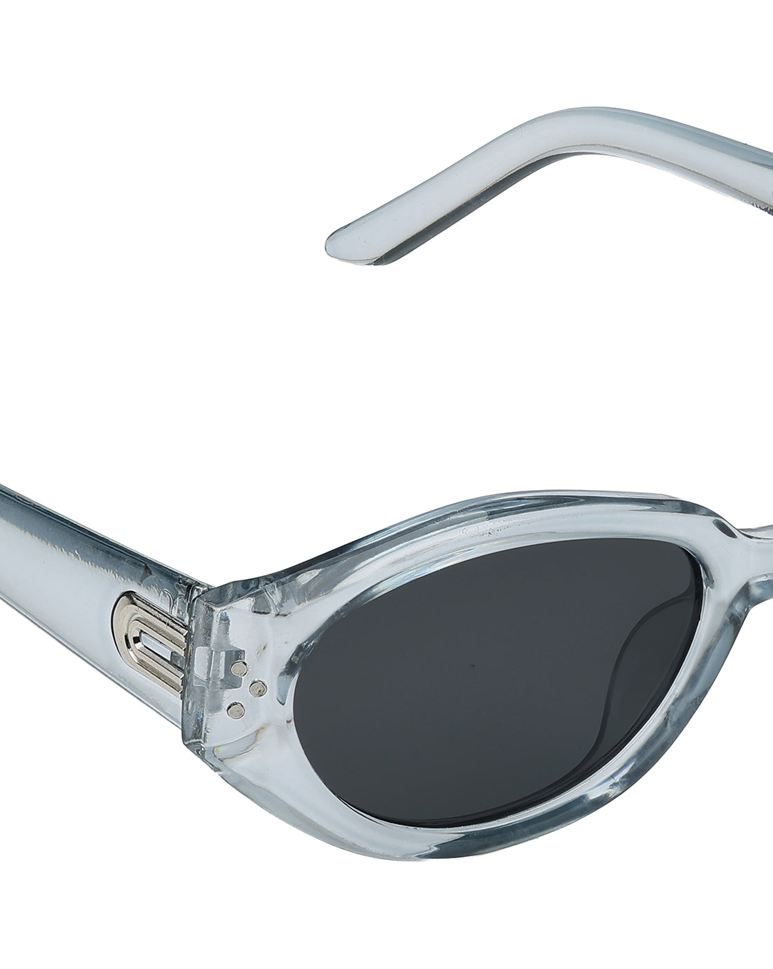 Women Grey Toned UV Protected Black Lens Oval Sunglasses