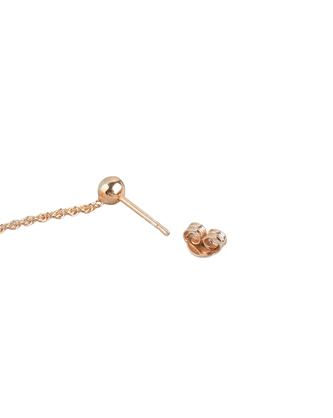 925 Sterling Silver 18kt Rose Gold Plated Dangling Ball with Chain Drop Earring