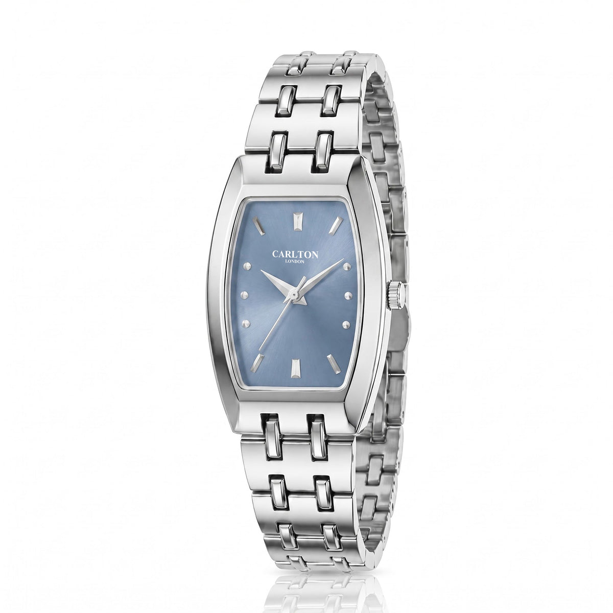 Carlton London Catherine Women’s Watch - Blue Rectangle Dial, Silver Stainless Steel Strap - CL-CT-SBLU