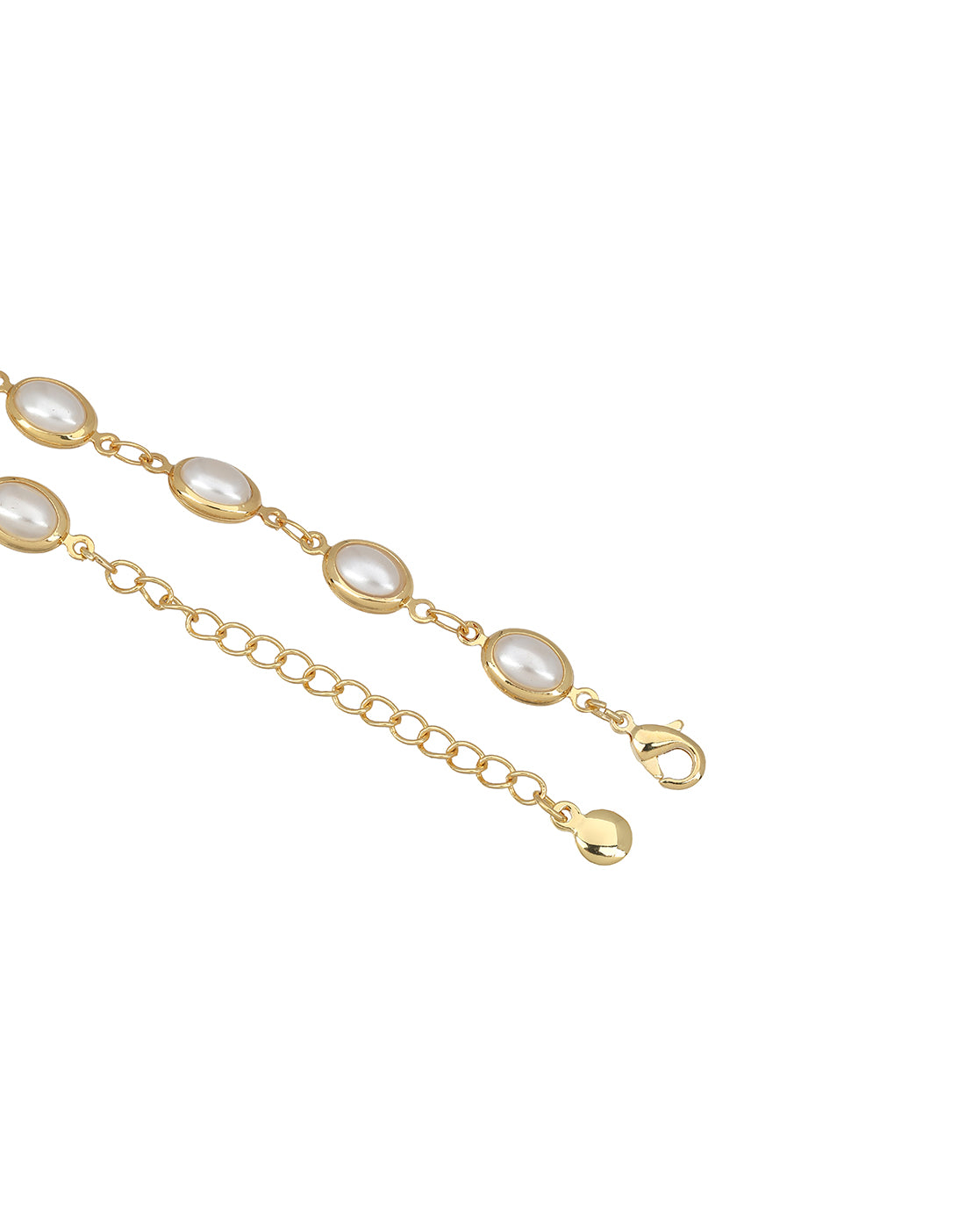 Gold Plated Elegant Oval Pearl Studded Bracelet