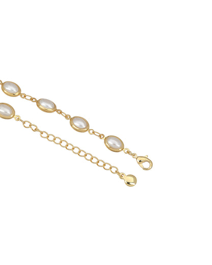 Gold Plated Elegant Oval Pearl Studded Bracelet