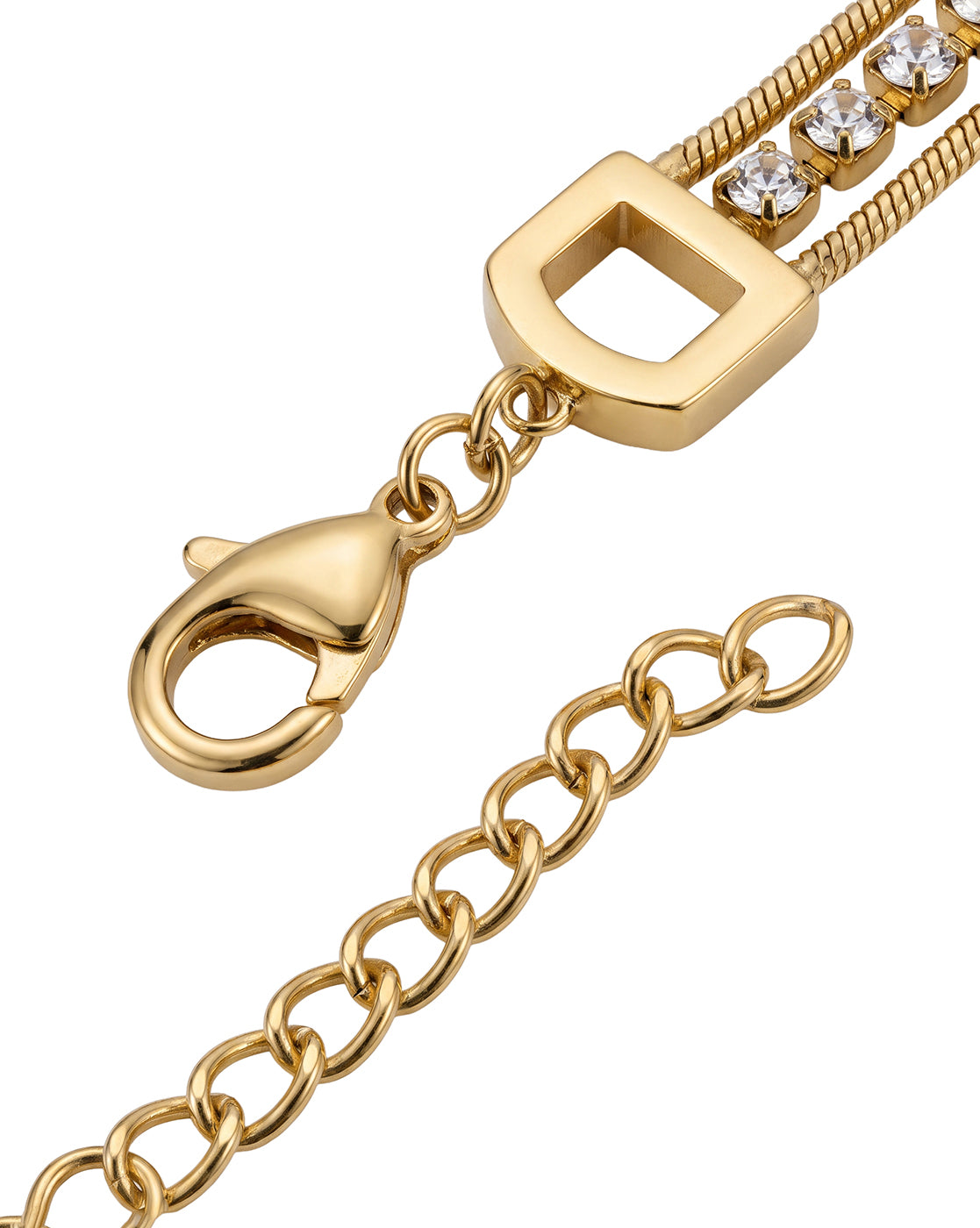 Gold Plated CZ Studded and Layered Tennis Bracelet