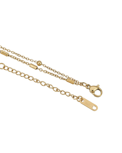 Premium Gold Plated Metallic Round CZ Studded Double Layered Bracelet