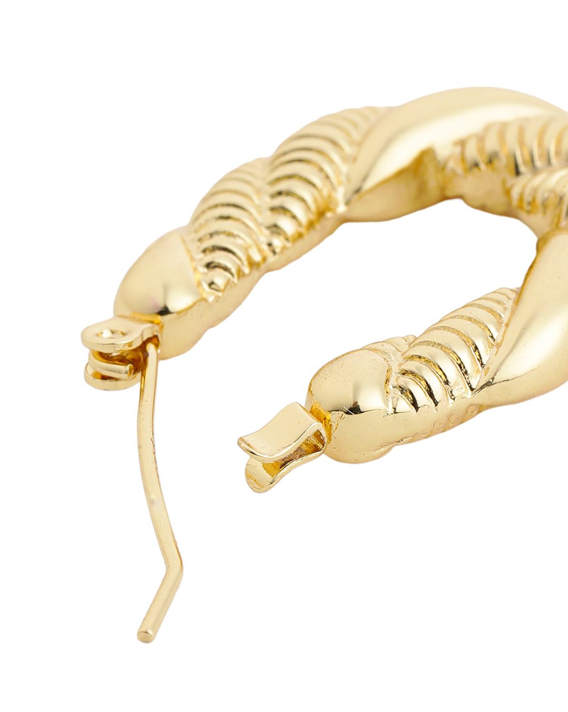 Gold Plated Stylish Twisted Textured Hoop Earring