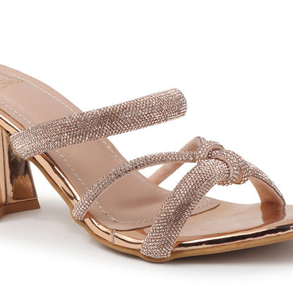 Lustrous Knot Strap Block Heel Women&