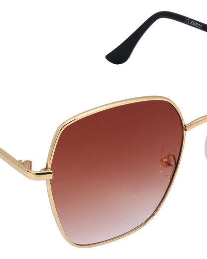 Women Gold and Black Toned Brown UV Protected Lens Oversized Sunglasses