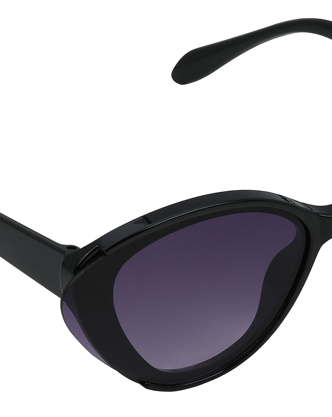 Women Black Toned UV Protected Purple Lens Cateye Sunglasses