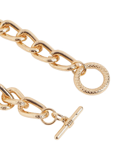 Men Gold Plated Large Cuban Link Toggle Bracelet