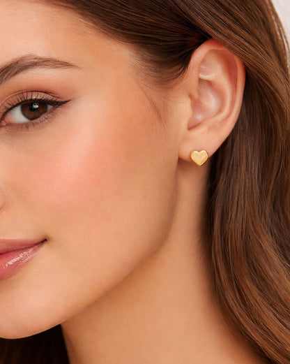 925 Sterling Silver 18kt Gold Plated Heart Mini Stud Earring