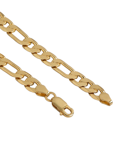 Men 18kt Gold Plated Link Figaro Bracelet with Gift Card