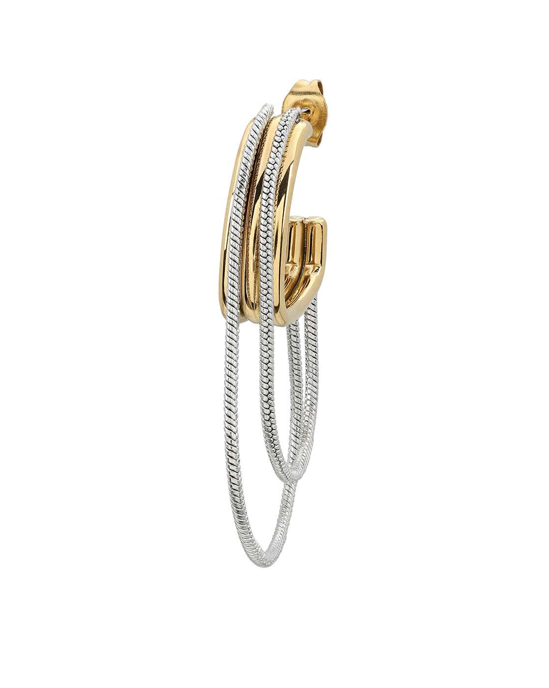 Gold &amp; Silver Plated Fancy Bold Multi Loop Chain Half Hoop Earring