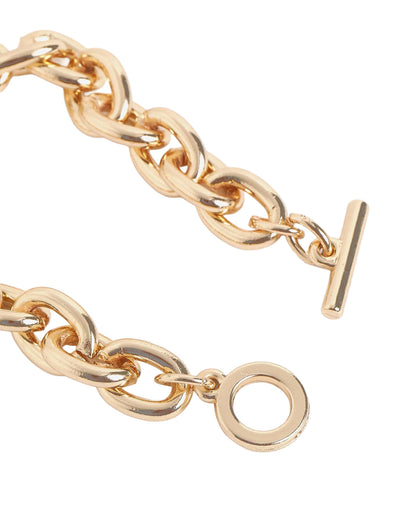 Men Gold Plated Link Toggle Bracelet