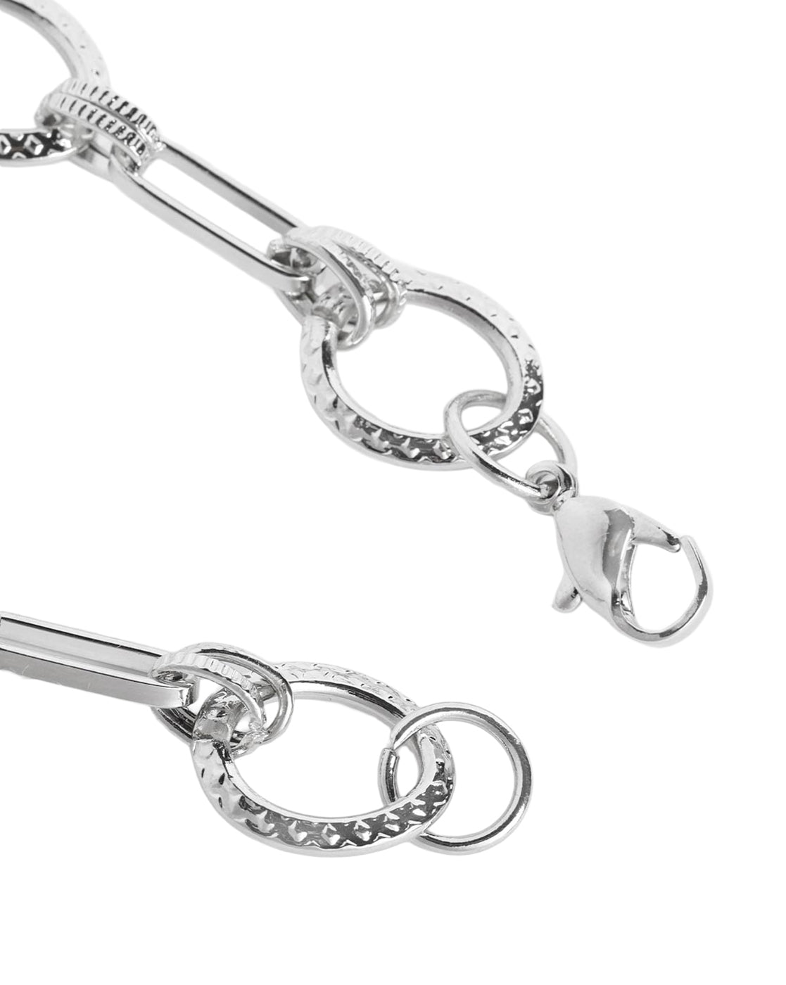 Men Silver Plated Inter - Link Bracelet