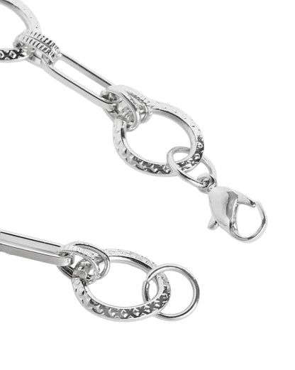Men Silver Plated Inter - Link Bracelet