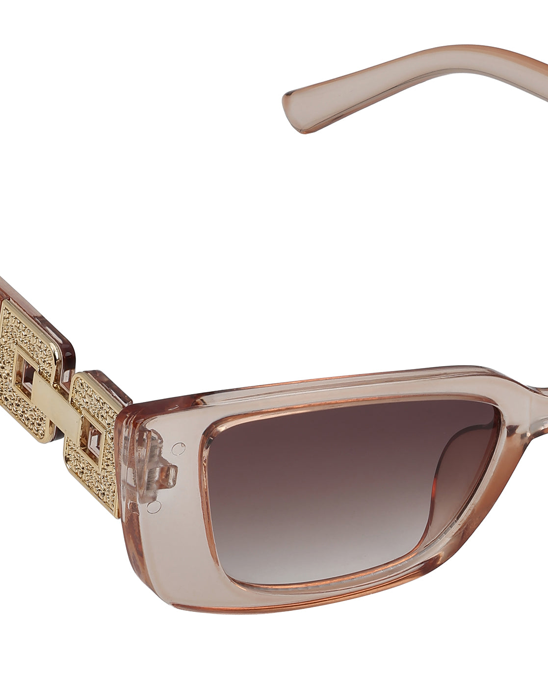 Woman Peach &amp; Gold Toned UV Protected Brown Lens Cateye Sunglasses