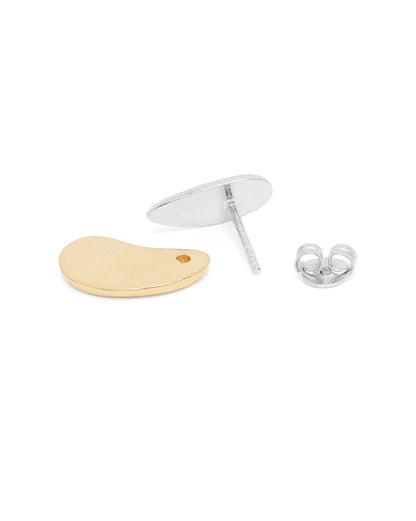 Two Toned Plated Tear Drop Stud Earring