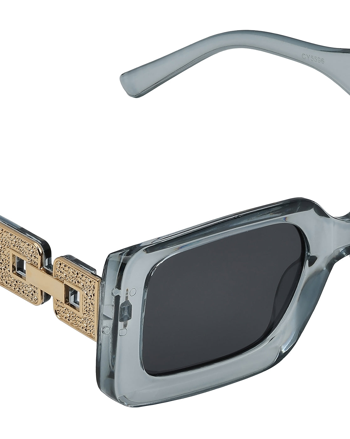 Women Grey &amp; Gold Toned UV Protected Black Lens Square Sunglasses