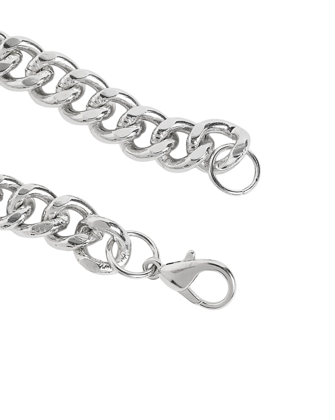 Men Silver Plated Link Curb Bracelet