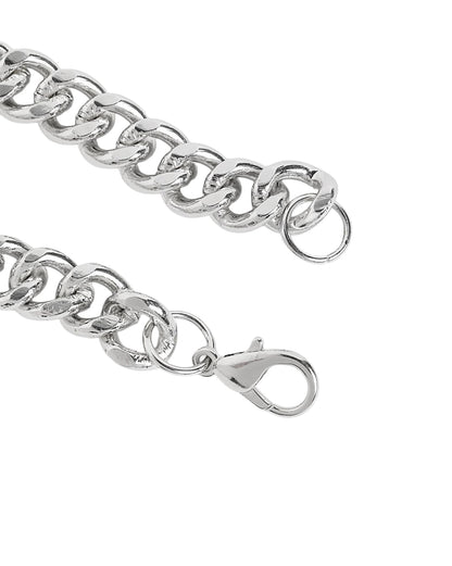 Men Silver Plated Link Curb Bracelet