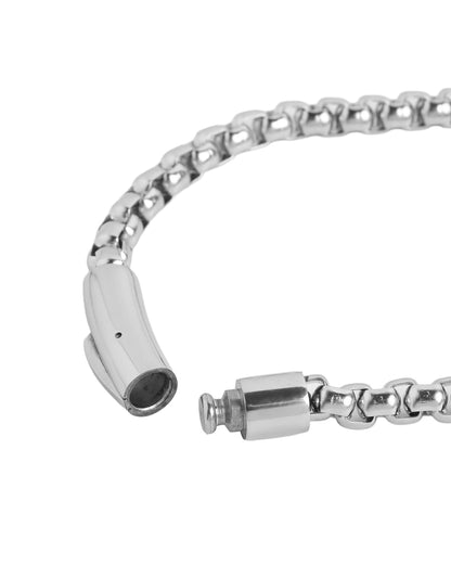 Men Silver Plated Rolo Square Chain Link Bracelet
