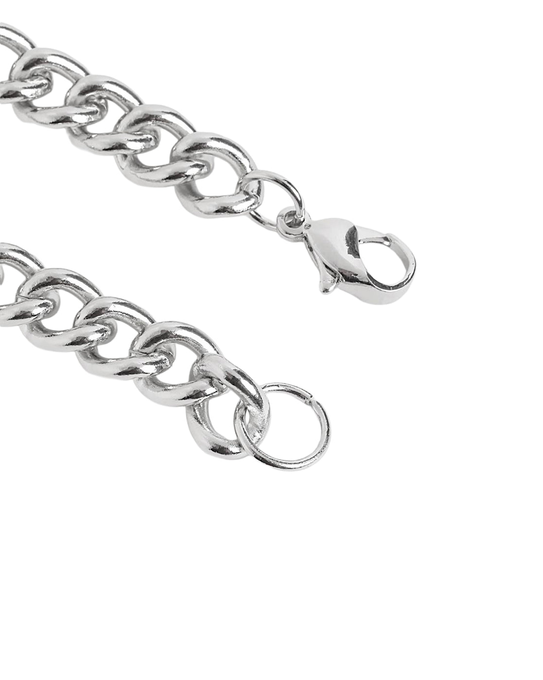 Men Silver Plated Curb Chain Bracelet
