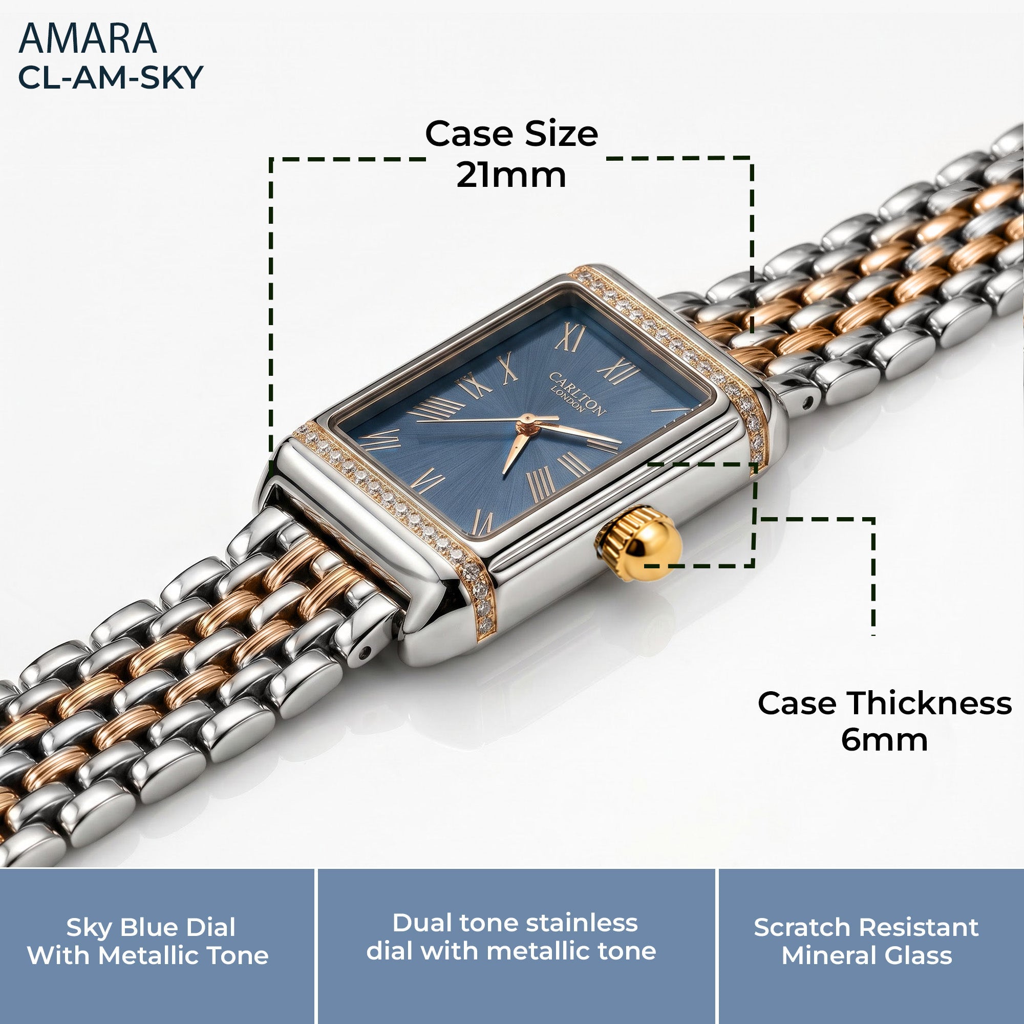 Carlton London Women Amara Sky Blue Dial Analog Watch  -  CL-AM-SKY