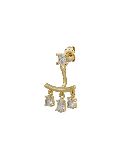 Gold Plated Designer Ear Cuff, Petite Stud &amp; Front-Back Earring Piercing Set