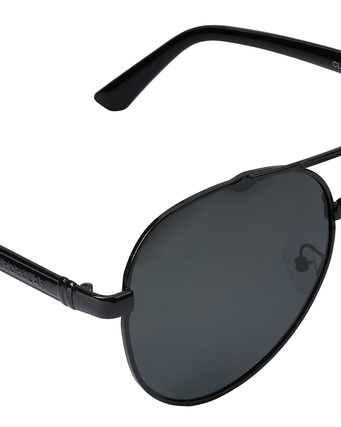 Unisex Black Toned Black Polarised Lens Aviator Sunglasses