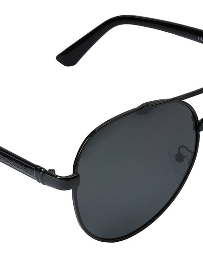 Unisex Black Toned Black Polarised Lens Aviator Sunglasses