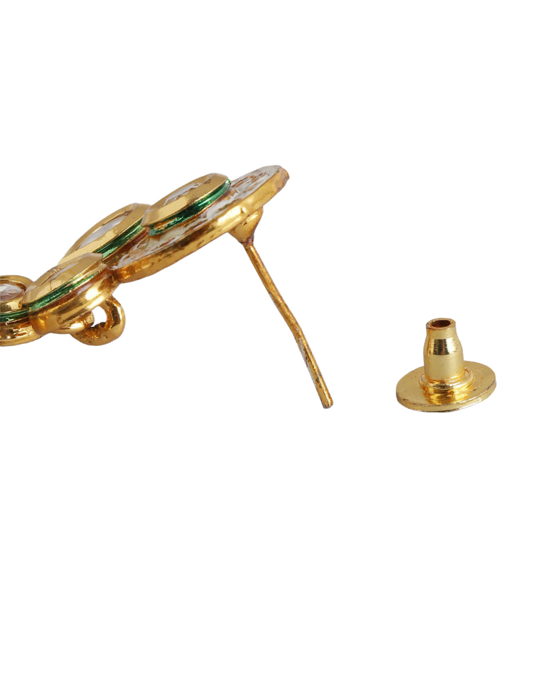 Gold Plated Polki Kundan Studded Chandbali with Pearl Drop Earring
