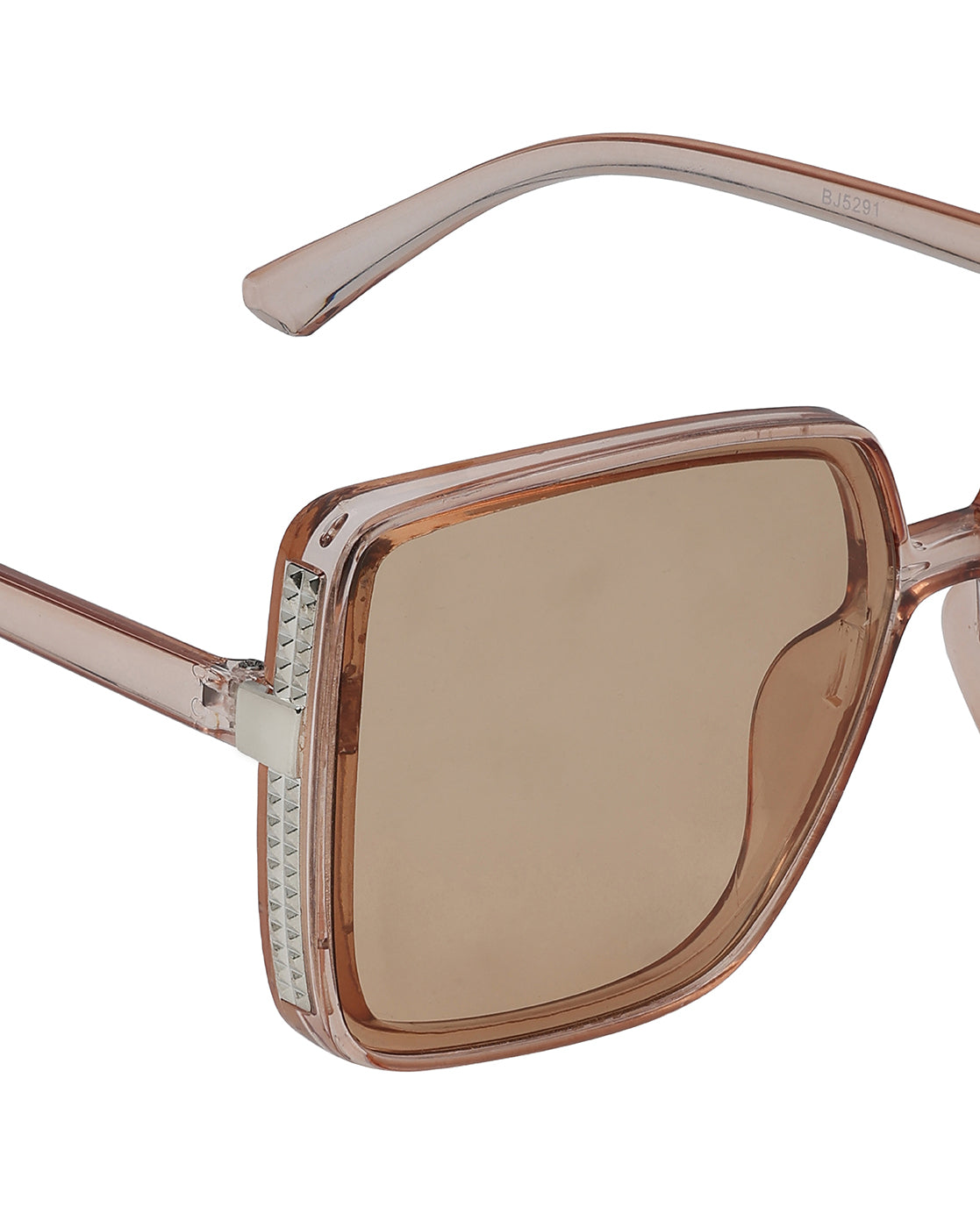 Women Nude &amp; Silver Toned UV Protected Clear Lens Oversized Sunglasses