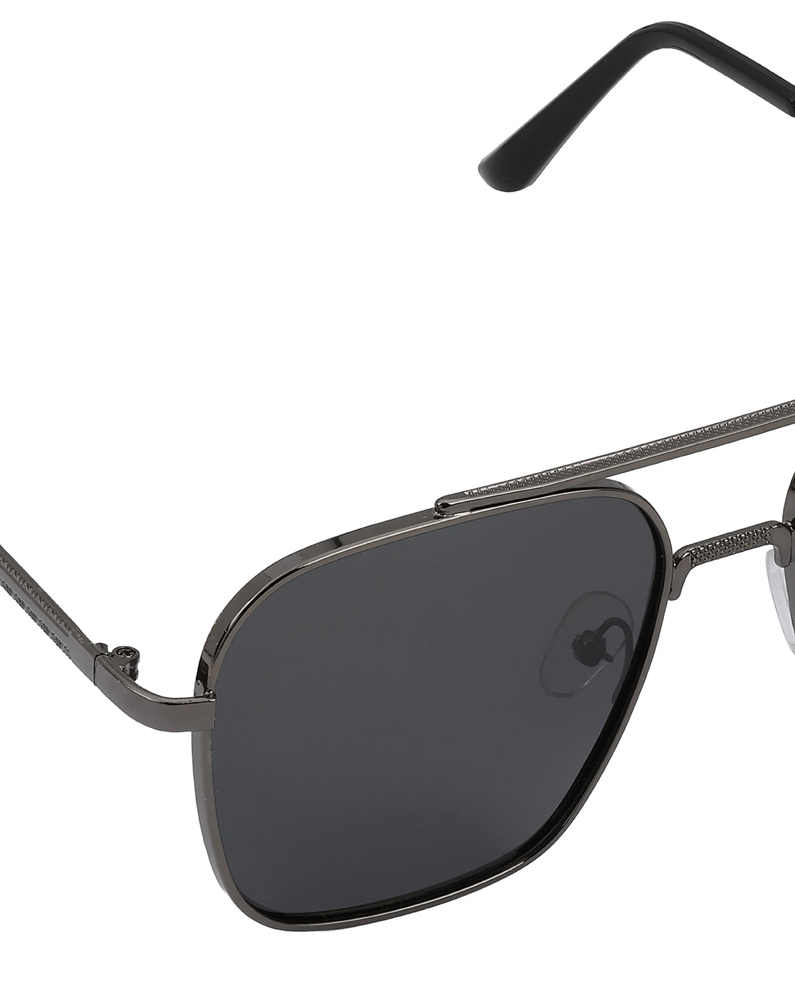 Men Metallic and Black Toned Black Polarised Lens Rectangle Sunglasses