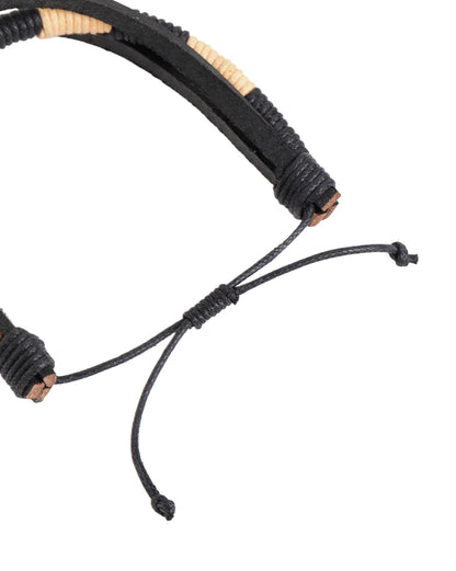 Men Set of 2 Bohemian Multistrand Adjustable Faux Leather Bracelet