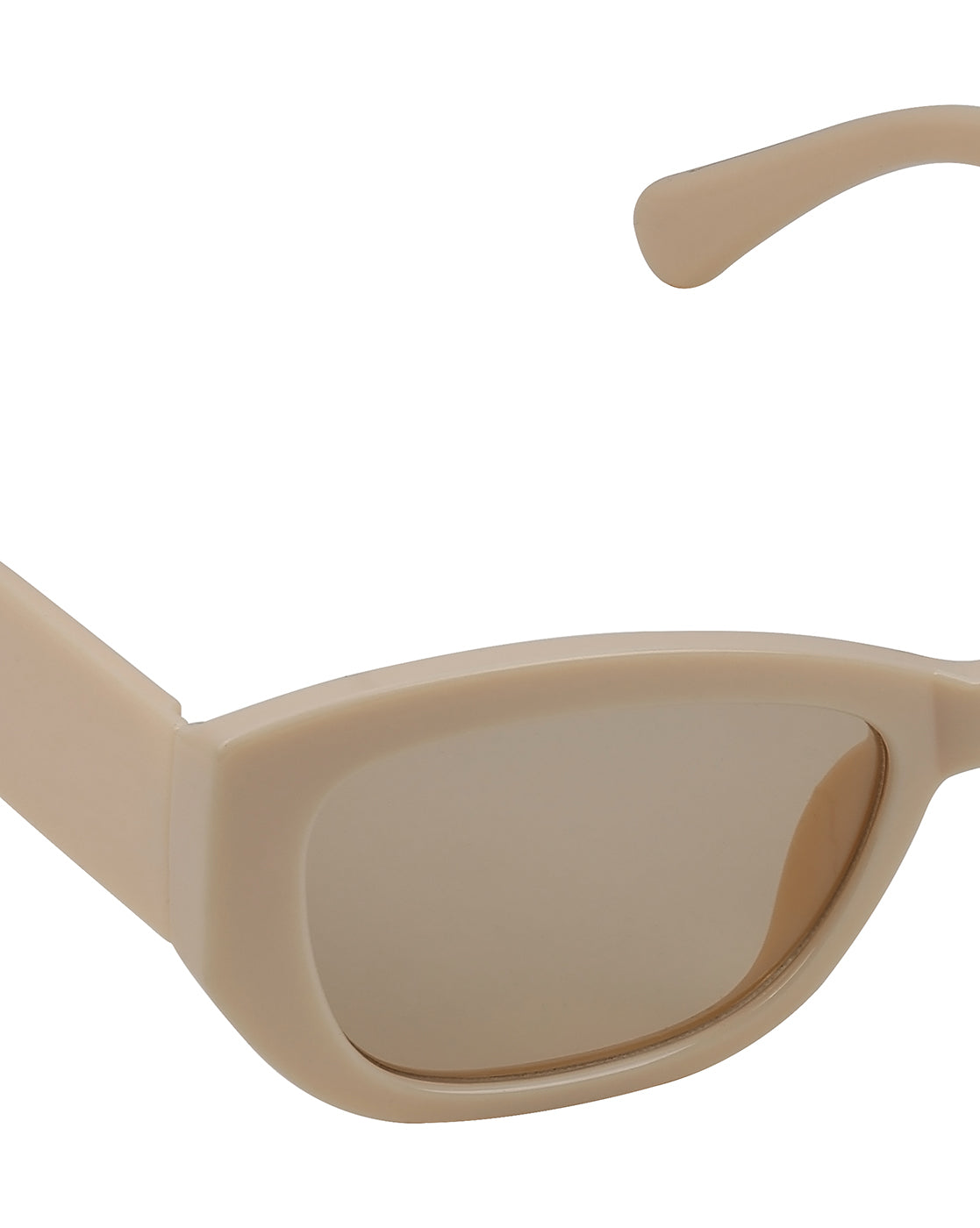 Women Cream Toned UV Protected Clear Lens Cateye Sunglasses