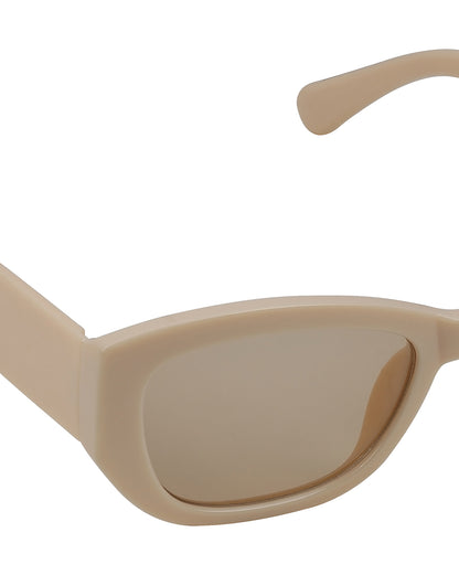 Women Cream Toned UV Protected Clear Lens Cateye Sunglasses
