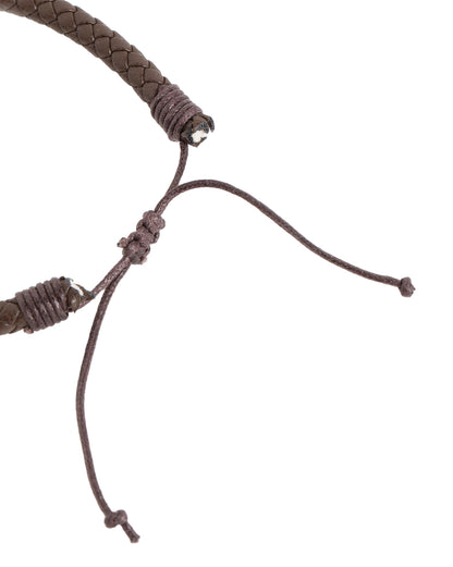 Men Set of 2 Braided Multistrand Adjustable Faux Leather Bracelet