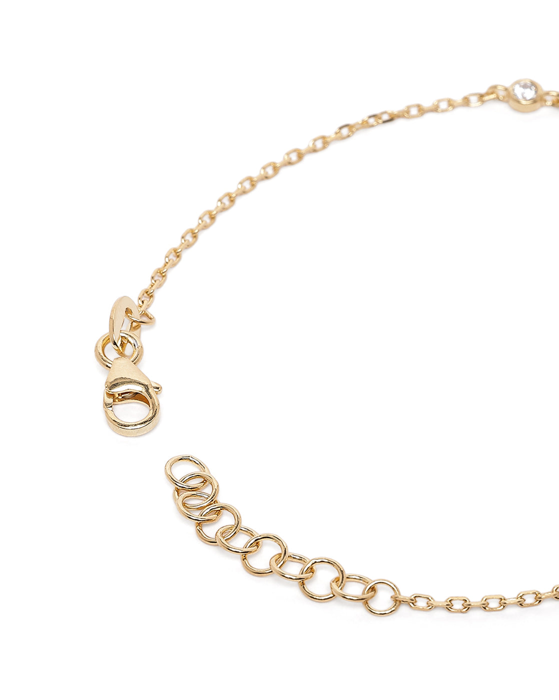 18kt Gold Plated CZ Floral Charm Adjustable Bracelet