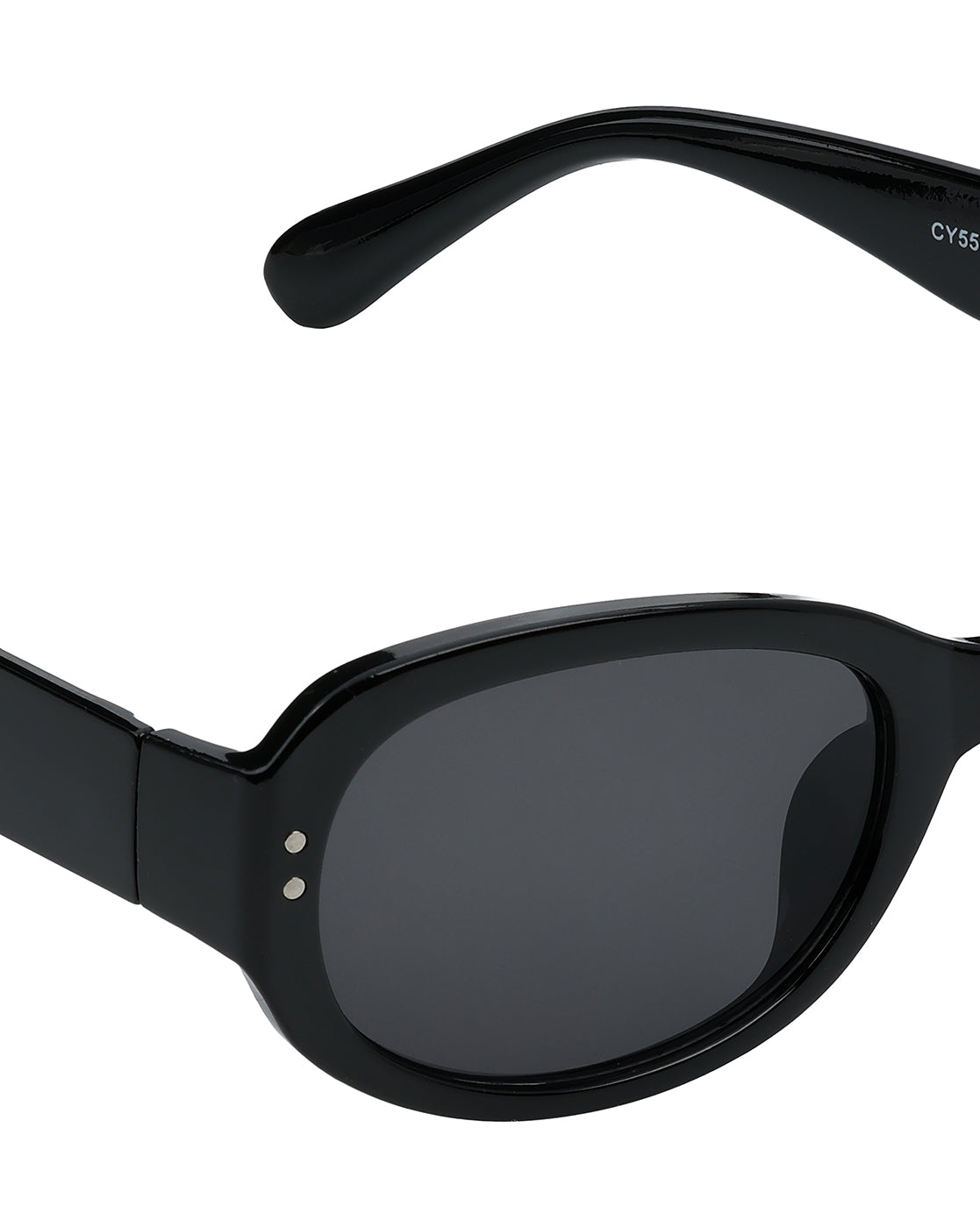 Women Black Toned UV Protected Black Lens Oval Retro Sunglasses