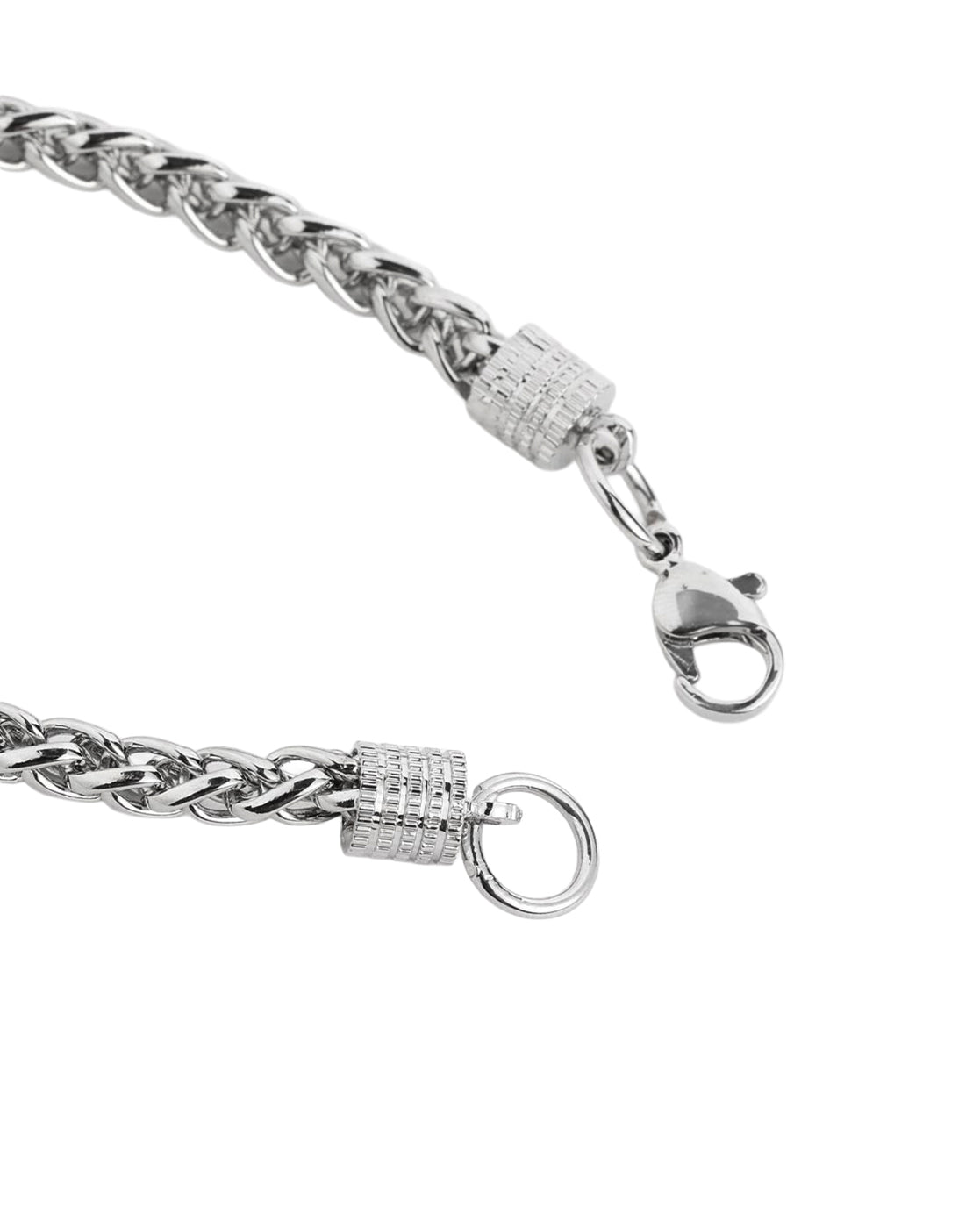 Men Silver Plated Wheat Link Chain Bracelet