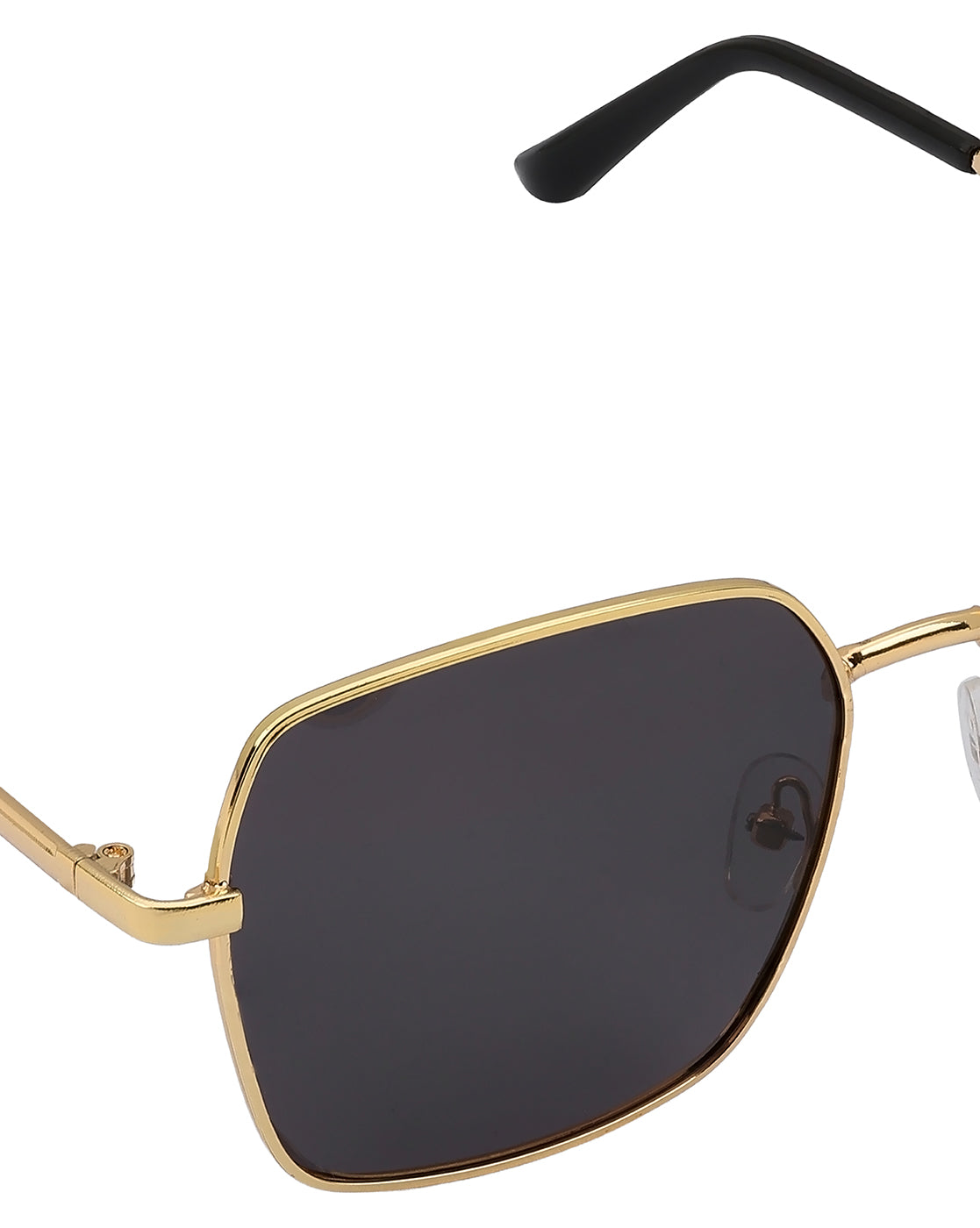 Women Gold and Black Toned Black Polarised Lens Rectangle Sunglasses