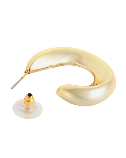 Gold Plated Bold Twisted Half Hoop Earring