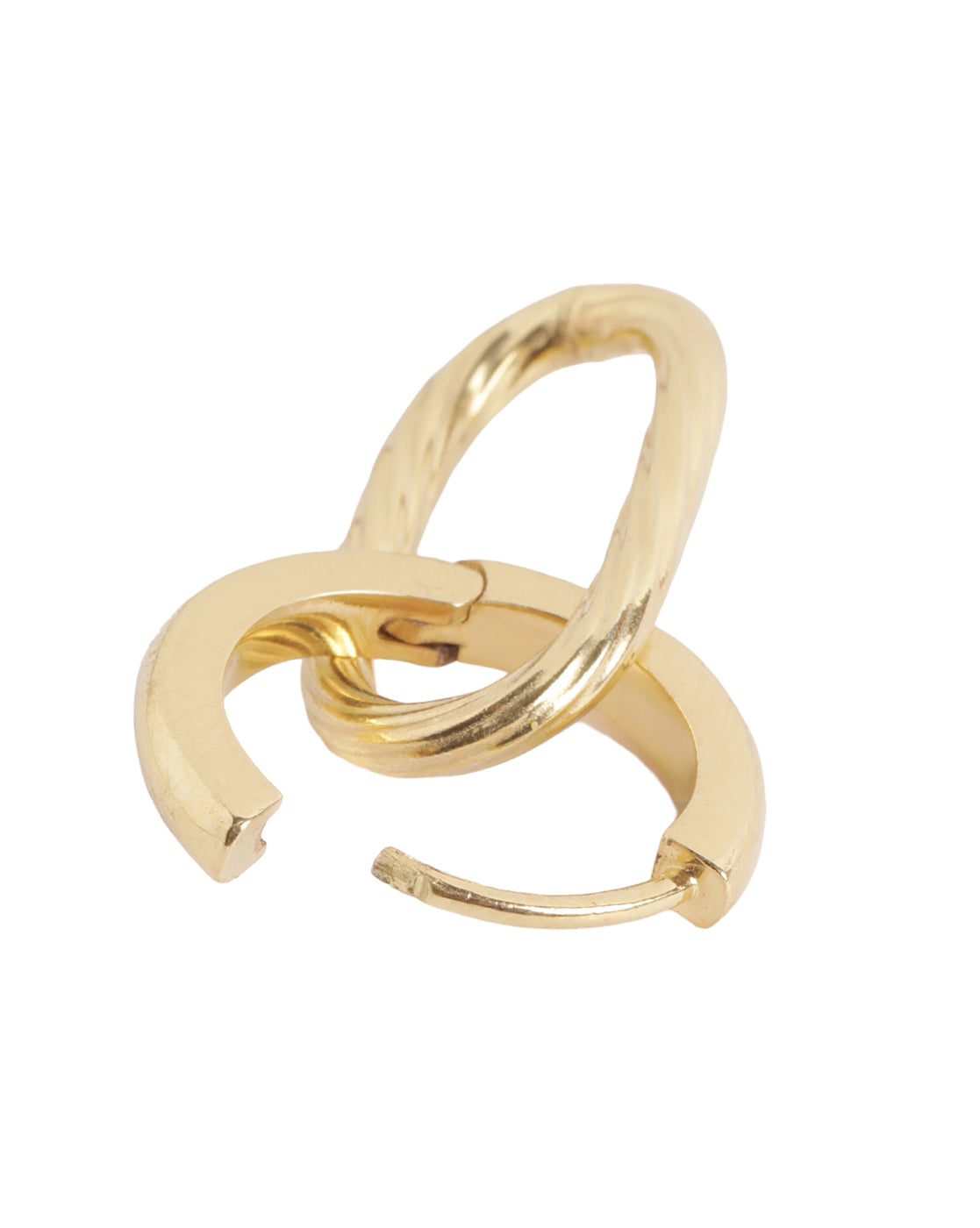 18kt Gold Plated Contemporary Interlocking Twisted Hoop Earring