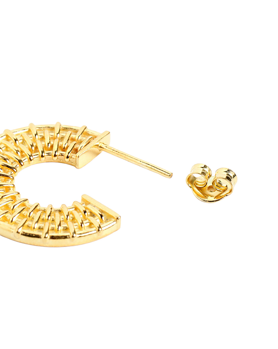 18kt Gold Plated Woven Mesh Bold Half Hoop Earring