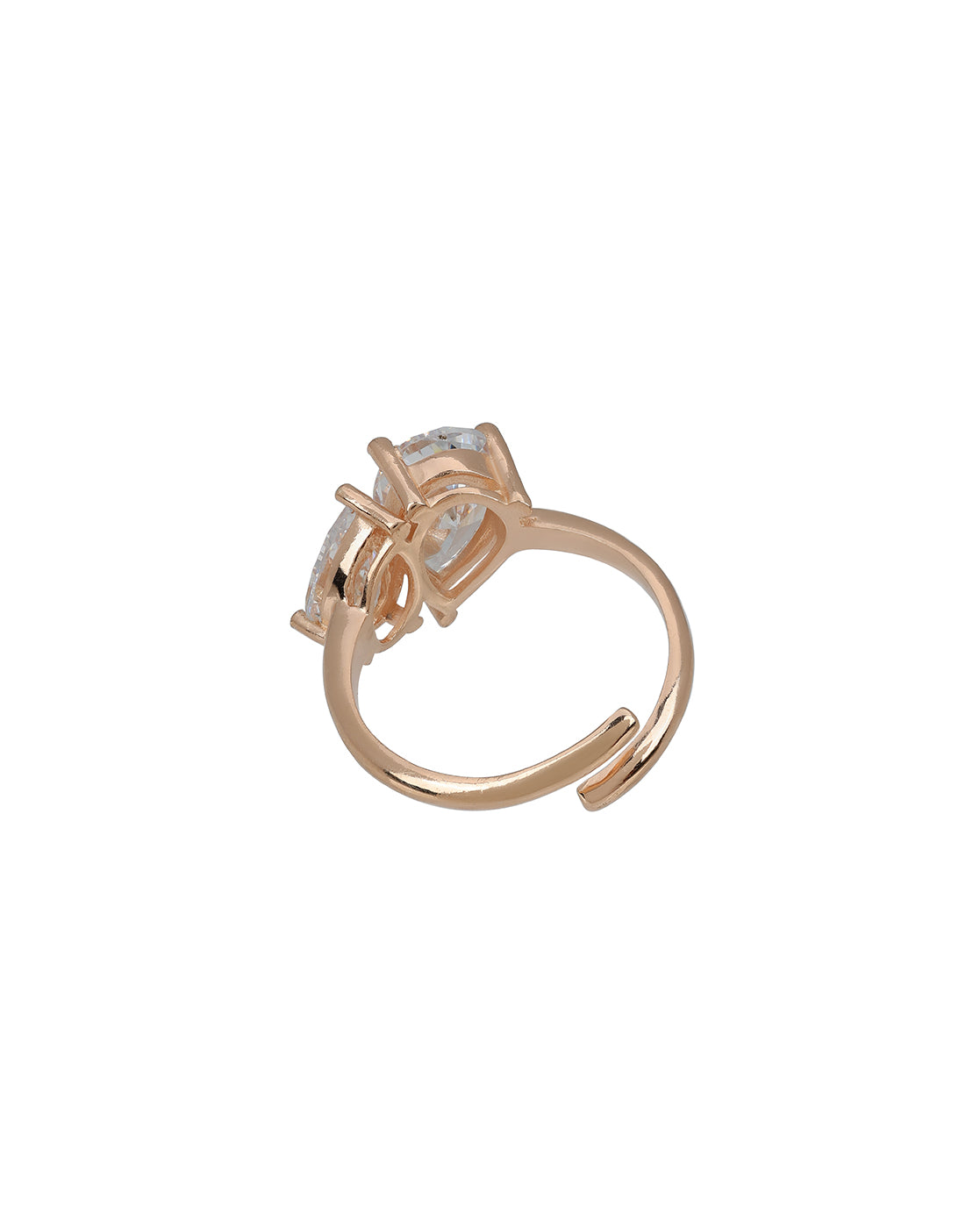 18Kt Rose Gold-Plated CZ Toi Et Moi Adjustable Ring