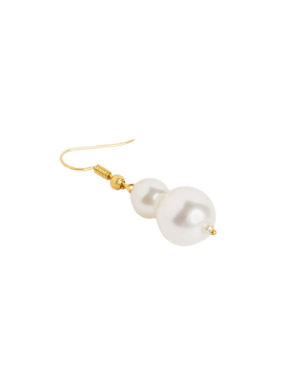 Gold Plated Triple Strand Graduation Pearl Necklace with Earring Set